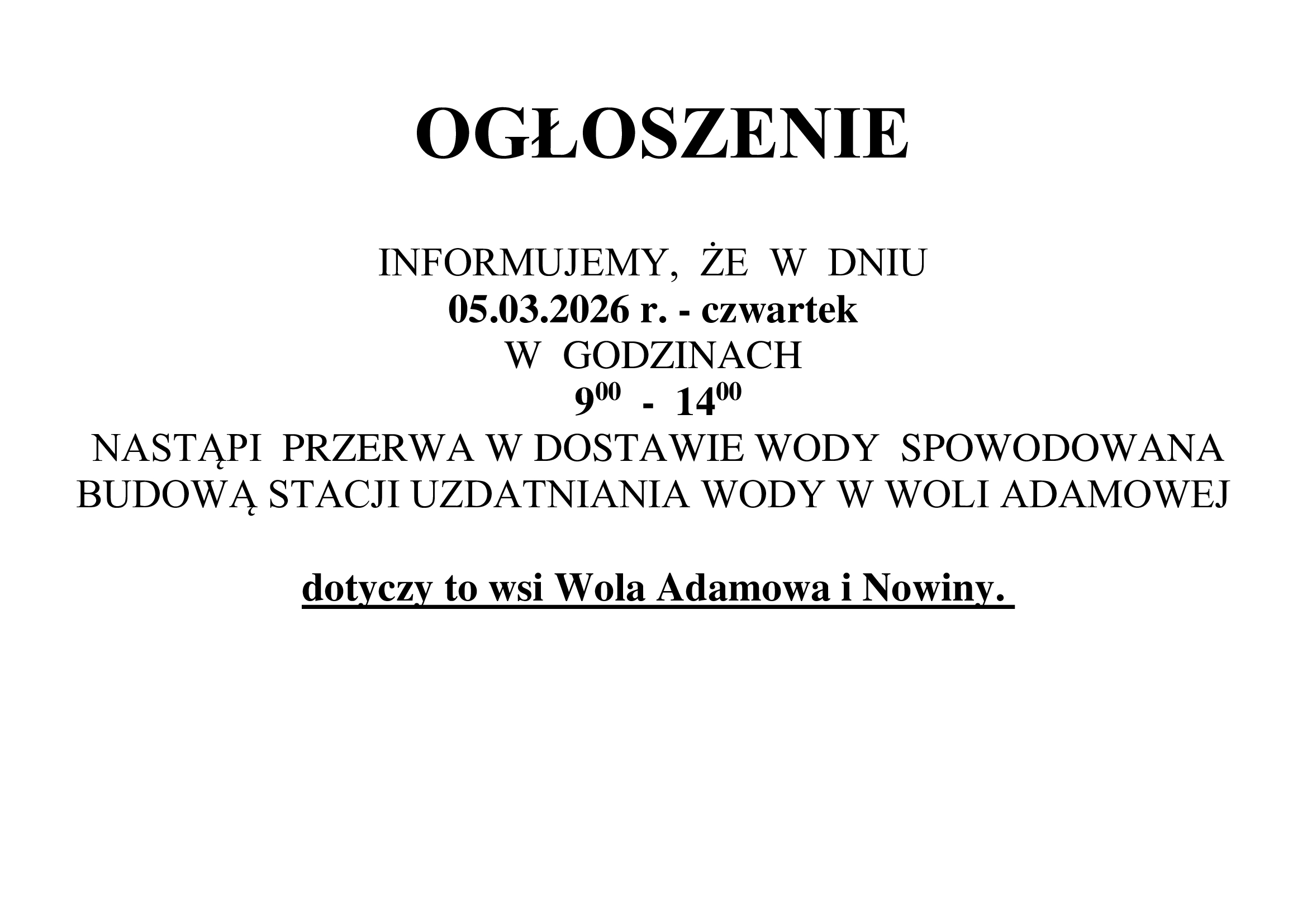 OGŁOSZENIE SUW WOLA ADAMOWA